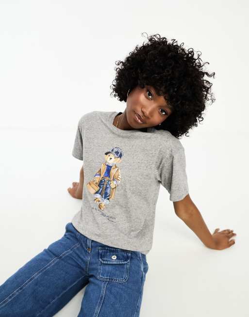 Polo Ralph Lauren - T-shirt met berenprint in gemêleerd grijs