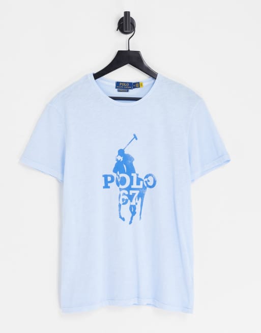 Polo Ralph Lauren - T-shirt met groot spelerslogo in lichtblauw