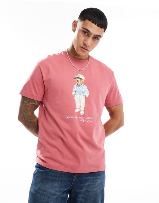 Polo Ralph Lauren - T-shirt met Hemingway beer-print en klassieke oversized pasvorm in rood met wassing