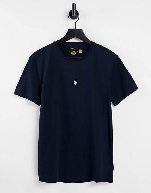 Polo Ralph Lauren - T-shirt met iconisch logo in het midden in marineblauw