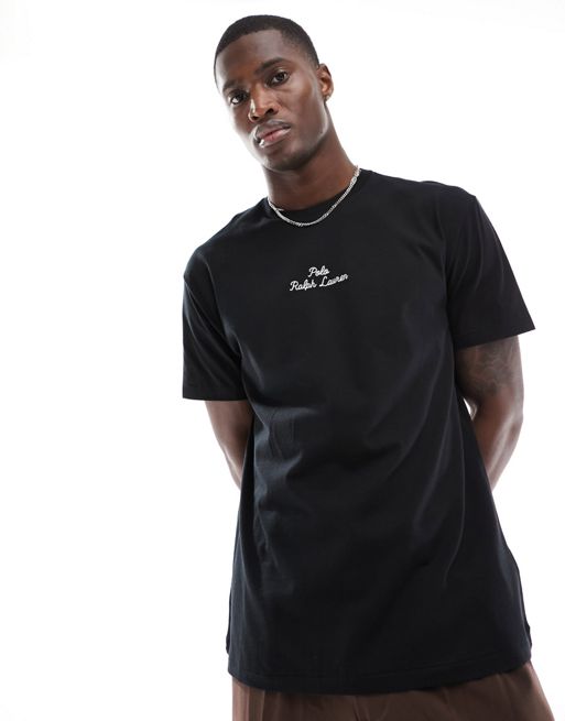 Polo Ralph Lauren - T-shirt met logo in het midden en klassieke oversized pasvorm in zwart