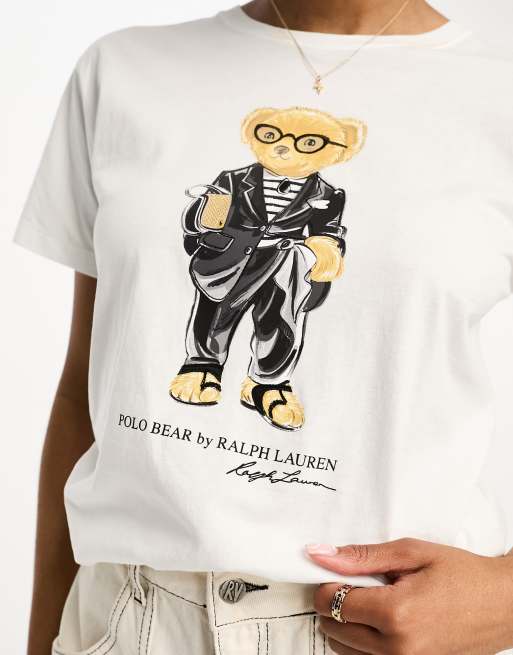 Polo Ralph Lauren - T-shirt met nette beer in wit, 3 van 4