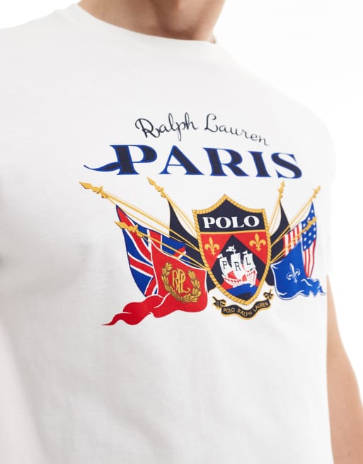 Polo Ralph Lauren - T-shirt met Paris shield-print in wit, 3 van 4