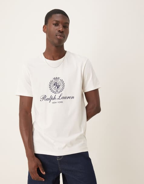 Polo Ralph Lauren - T-Shirt met spelerlogo in gemêleerd gebroken wit - view 1