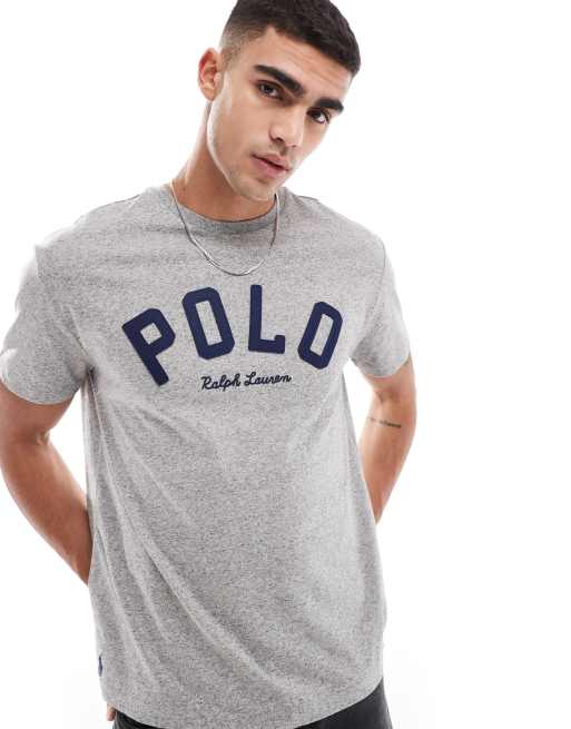 Polo Ralph Lauren - T-shirt met varsity logo en klassieke oversized pasvorm in gemêleerd donkergrijs