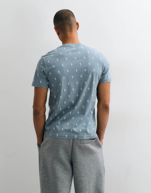 Polo Ralph Lauren T-Shirt mit Allover-Icon-Logo in Grau, 3 von 5