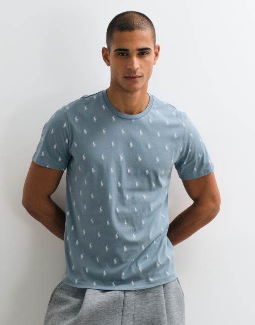 Polo Ralph Lauren T-Shirt mit Allover-Icon-Logo in Grau, 5 von 5