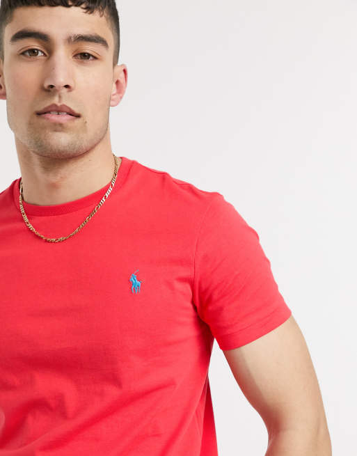 Polo Ralph Lauren T Shirt mit Polospieler Logo in verwaschenem Rot ASOS