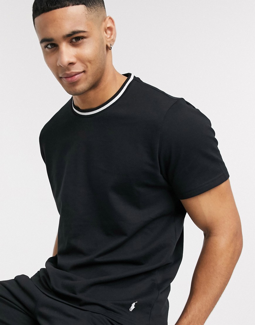 Polo Ralph Lauren - T-shirt nera con bordo a contrasto sul collo-Nero