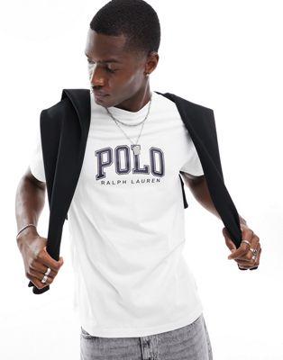 Polo Ralph Lauren collegiate logo t-shirt classic oversized fit in white - ASOS Price Checker
