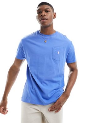 Polo Ralph Lauren icon logo pocket t-shirt classic oversized fit in mid blue - ASOS Price Checker