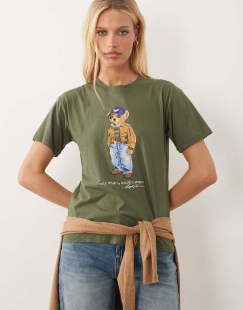 Polo Ralph Lauren T-shirt polo bear o prostym kroju w ciemnozielonym kolorze - view 1