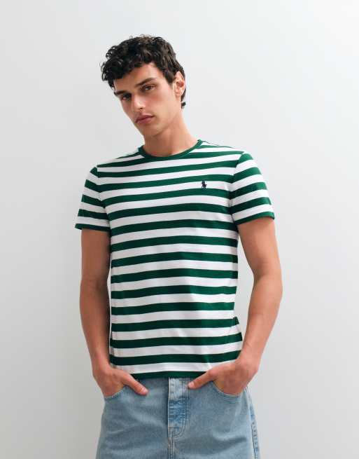 Polo Ralph Lauren t-shirt slim à rayures vert et blanc, 2 de 5