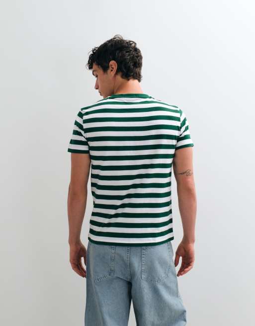 Polo Ralph Lauren t-shirt slim à rayures vert et blanc, 5 de 5
