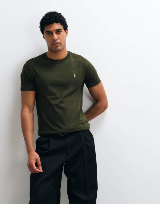 Polo Ralph Lauren t-shirt slim fit vert olive délavé, 2 de 5