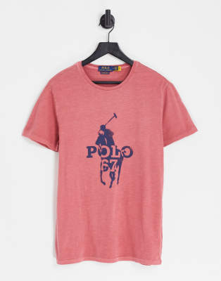 Polo Ralph Lauren t-shirt with large player logo print in washed red