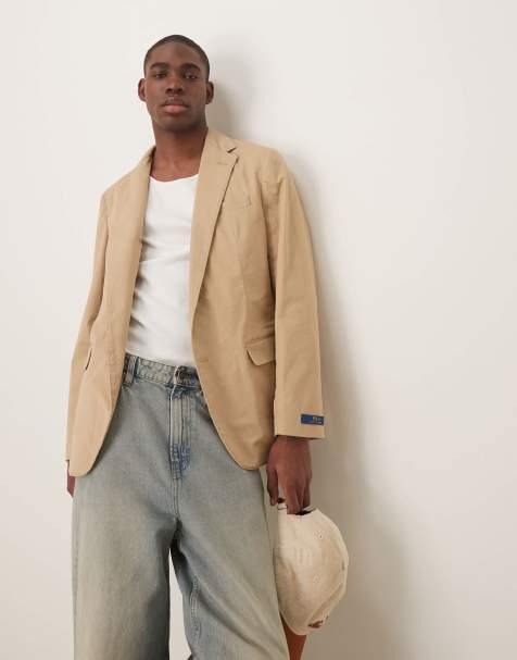 Polo Ralph Lauren tailored 2 button stretch cotton blazer in tan - view 1