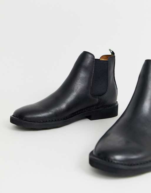 Polo Ralph Lauren talan leather chelsea boot in black | ASOS