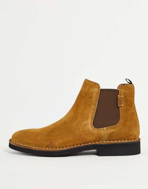 Polo Ralph Lauren – Talan – Ljusbruna chelseaboots i mocka med hästlogga