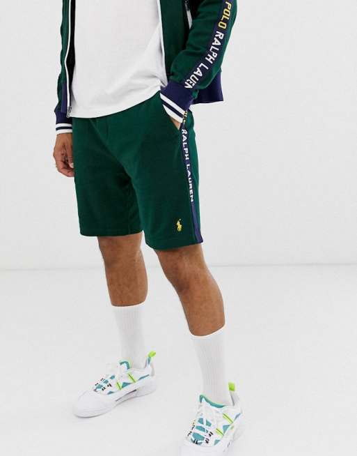 Polo Ralph Lauren taped and icon logo tricot track shorts in green