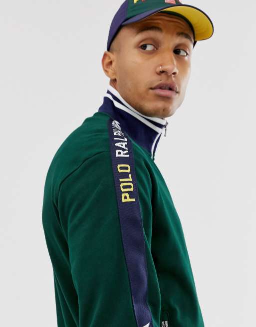 Polo Ralph Lauren taped and icon logo tricot track top in green