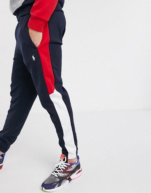 Polo Ralph Lauren tapered jogger in navy colour block with polo branding