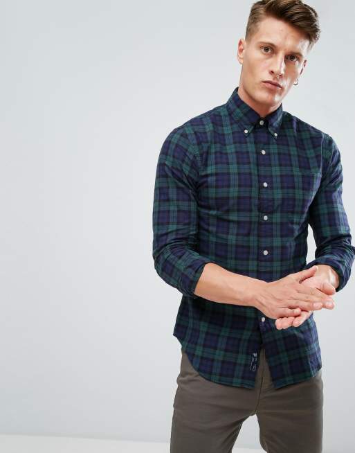 Polo Ralph Lauren Tartan Check Shirt Oxford Slim Fit Pocket in Green | ASOS