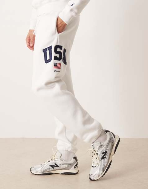 Polo Ralph Lauren – Team USA – Białe joggersy unisex z logo z boku - view 1