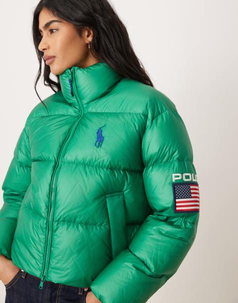 Polo Ralph Lauren Team USA Carly cropped down padded jacket in Green - view 1