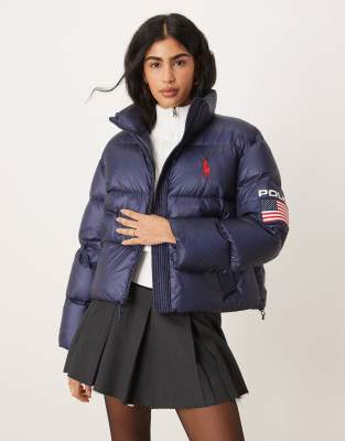 Polo Ralph Lauren - Team USA Carly - Wattierte Cropped-Daunenjacke in Marineblau