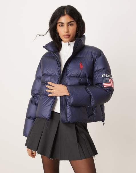 Polo Ralph Lauren – Team USA Carly – Wattierte Cropped-Daunenjacke in Marineblau - view 1