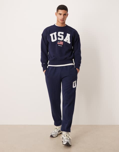 Polo Ralph Lauren – Team USA – Marinblå mjukisbyxor i unisex-modell med sidologga - view 1