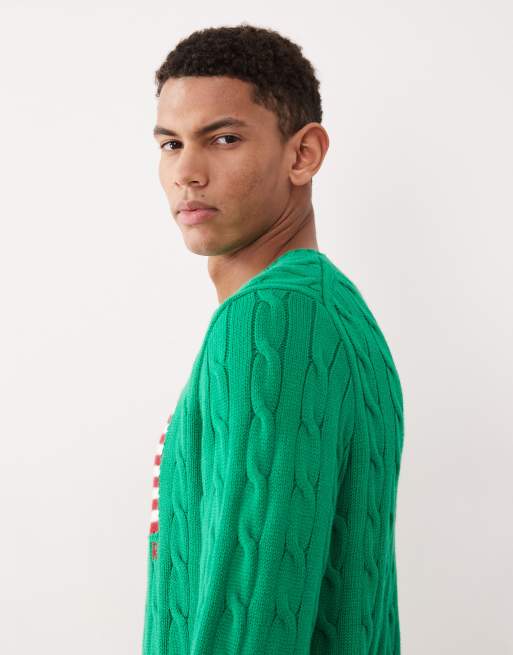 Polo Ralph Lauren - Team USA - Pull en maille torsadée à logo drapeau sur le devant - Vert, 4 de 5