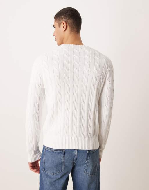 Polo Ralph Lauren - Team USA - Pull en maille torsadée de coton à logo drapeau sur la poitrine - Blanc, 3 de 5