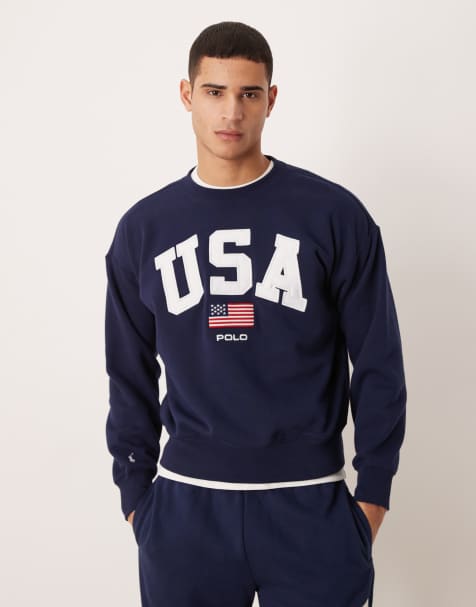 Polo Ralph Lauren - Team USA - Uniseks sweatshirt met ronde hals en logo op de borst in marineblauw - view 1