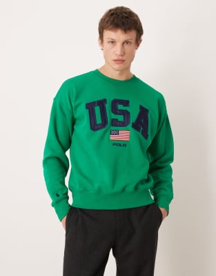 Polo Ralph Lauren Team USA unisex chest logo crew neck sweatshirt in Green