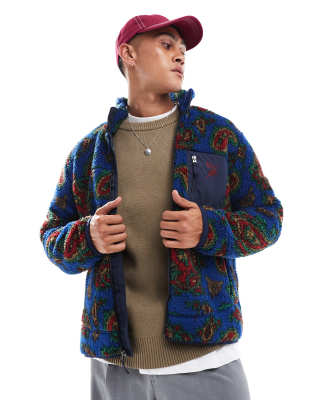 POLO RALPH LAUREN TEDDY BORG PAISLEY PRINT JACKET IN ROYAL BLUE
