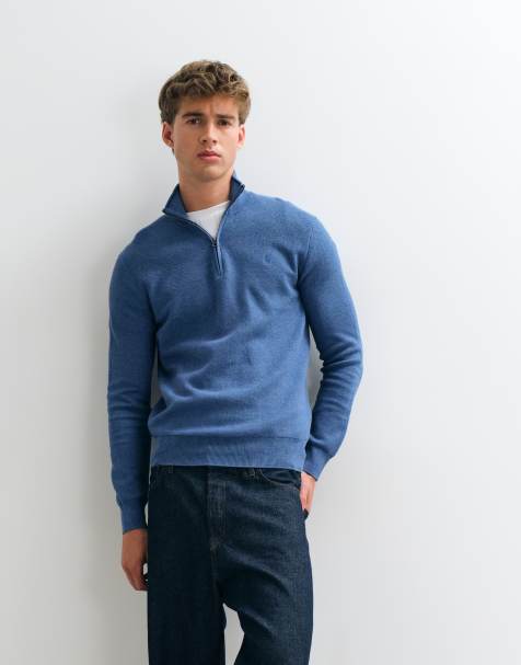 Polo Ralph Lauren teksturowana bluza z ćwierćzamkiem w kolorze niebieskim - view 1