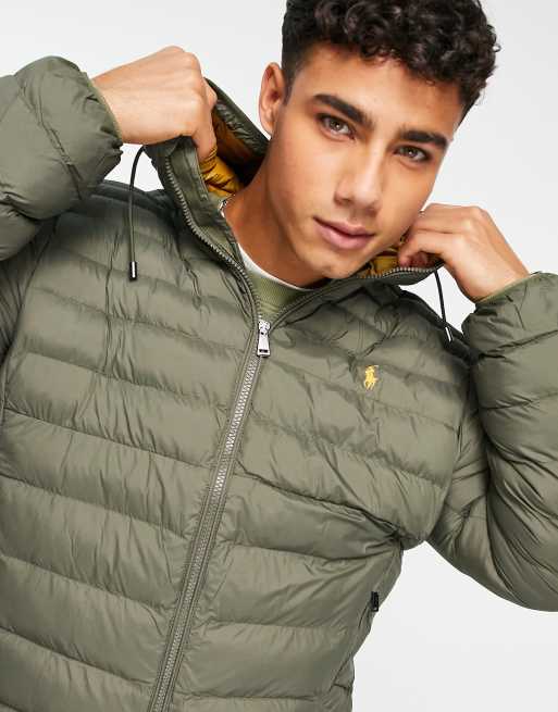 Polo Ralph Lauren Terra lightweight hooded puffer jacket in mid green | ASOS