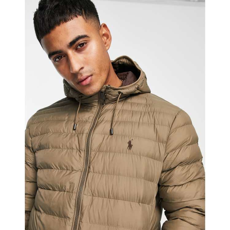 Polo Ralph Lauren Terra lightweight hooded puffer jacket in taupe