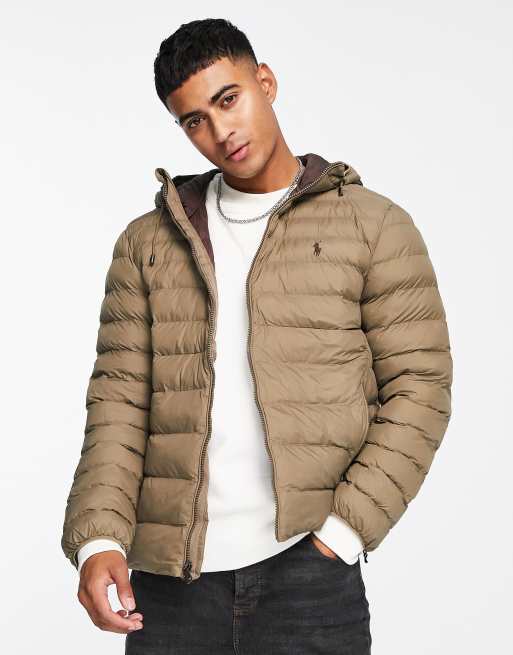 Polo Ralph Lauren Terra lightweight hooded puffer jacket in taupe