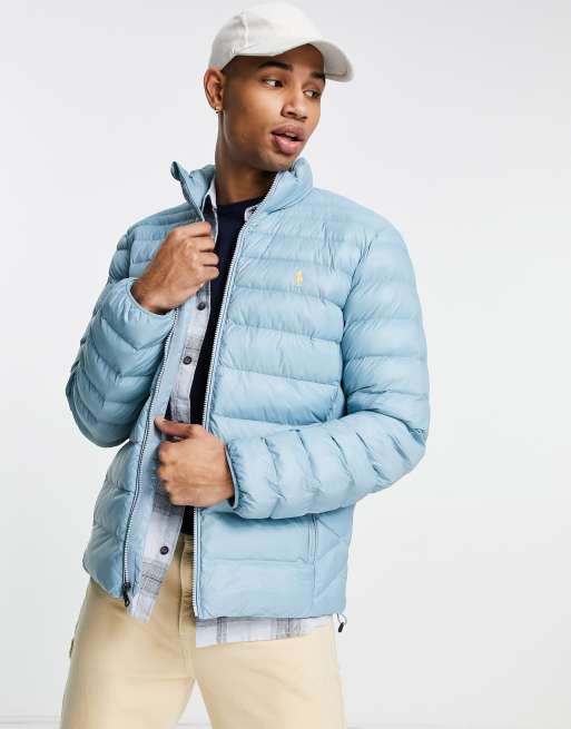 Blue lightweight shop puffer jacket