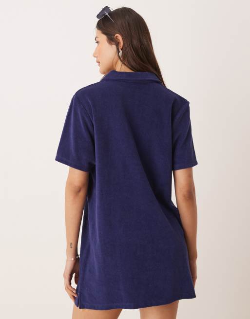 Polo Ralph Lauren Terry collar dress in navy ASOS