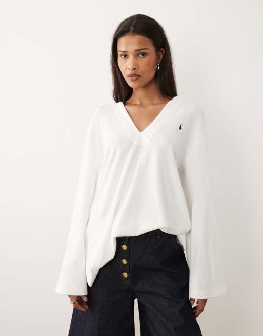Polo Ralph Lauren terry hooded tunic cover-up in white, 4 of 4