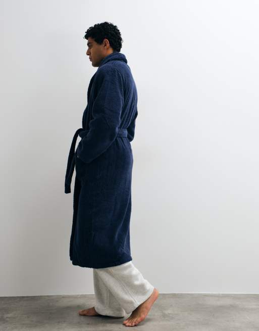 Polo Ralph Lauren terry lounge robe in navy, 3 of 5
