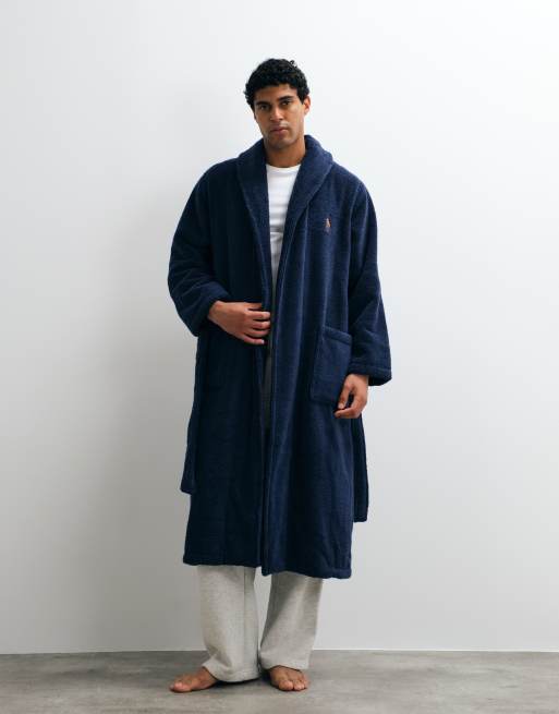 Polo Ralph Lauren terry lounge robe in navy, 5 of 5