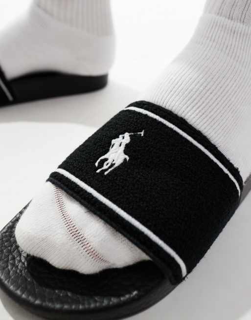Polo Ralph Lauren - Terry - Sorte sliders med logo i frotté, 2 af 4