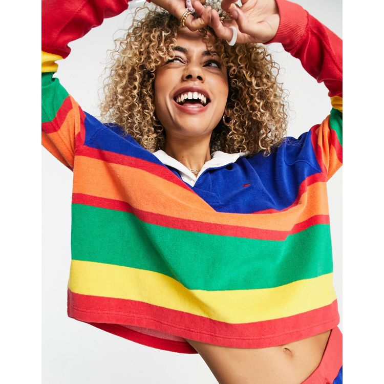 Polo Ralph Lauren terry towelling long sleeve polo top in multi stripe  (Part of a set) | ASOS