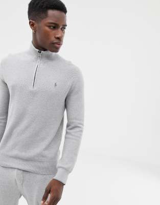 ralph lauren grey half zip jumper