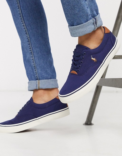 Polo Ralph Lauren thornton plimsoll in navy with leather laces